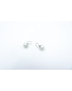 Contemporary White Pearl Earrings with White Gold Wires