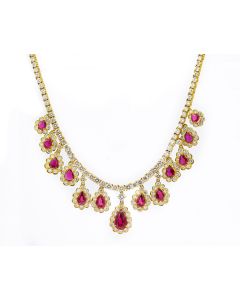 Estate Contemporary Yellow Gold Ruby and Diamond Necklace 20.00cts