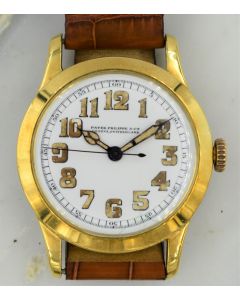 MK Personal Collection Unique 18K Center Sweep Seconds Officers Watch By Patek Philippe Circa 1917 