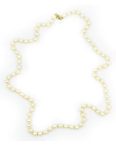 Contemporary Pearl Necklace with Yellow Gold Clasp