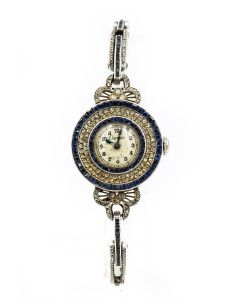 MK Personal Collection - Exquisite Belle Epoque Diamond and Sapphire Wristwatch by Cartier European Watch & Clock Co.