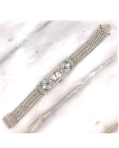 MK & DK Personal Collection - Unique Swiss Art Deco Platinum Diamond & Natural Pearl Wristwatch Circa 1930's 