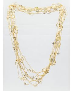 Estate Yellow Gold and White Sapphire Extra Long Necklace