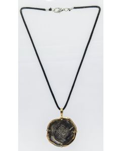 Estate Treasure Coin Bit of Eight Necklace with Yellow Gold Bezel 