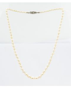 Estate Cultured Pearl Necklace with White Gold Clasp 