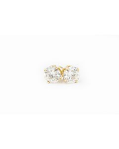 Estate Contemporary Yellow Gold and Moissanite Stud Earrings 