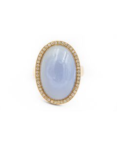 Estate Zorab Creations Rose Gold Diamond and Chalcedony Ring