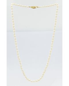 Estate Cultured Pearl Single Strand Necklace with Yellow Gold Clasp