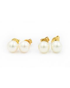 Estate Yellow Gold and Pearl Earrings (2 Pair)