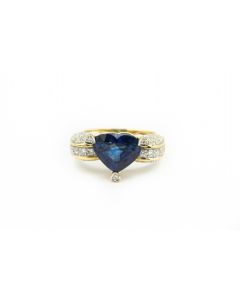 Estate Yellow Gold Diamond and Sapphire Ring 