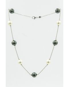 Estate White Gold and South Sea Pearl Necklace