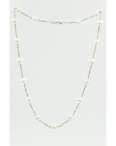 Estate White Gold and Pearl Necklace