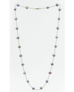 Estate White Gold and Cultured Pearl Necklace