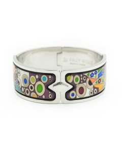 Estate Contemporary Sterling Silver and Enamel Bangle Bracelet by Frey Wille