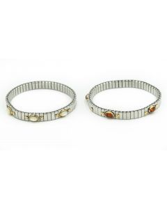 Estate Zopin Yellow Gold and Stainless Steel Flex Bracelets