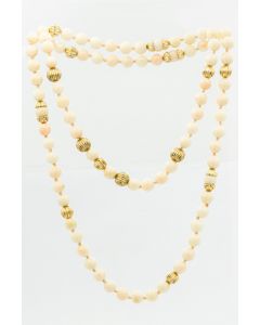 Estate Yellow Gold and Coral Bead Necklace