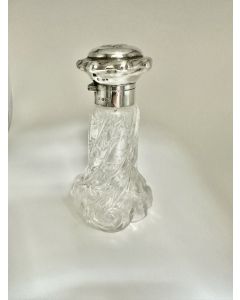Wrythen Glass and Sterling Silver Perfume Bottle 