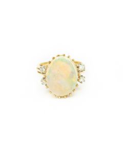 Estate Jelly Opal and Diamond Ring 