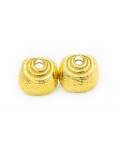Estate Yellow Gold Hand Hammered Earrings by David Webb