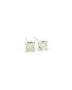 Estate White Gold and Diamond Stud Earrings