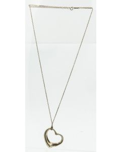 Estate Tiffany & Co Elsa Peretti Large Sterling Silver Heart Necklace