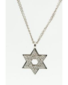 Estate White Gold and Diamond Star of David Necklace 