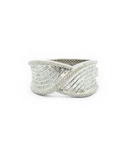 Estate White Gold and Diamond Cuff Bangle Bracelet 