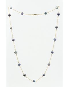 Estate Yellow Gold and Tahitian Pearl Necklace