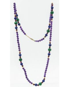 Estate Gold Filled Malachite Bead Necklace and Bracelet Suite 