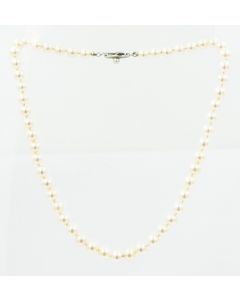 Estate White Gold and Cultured Single Strand Pearl Necklace