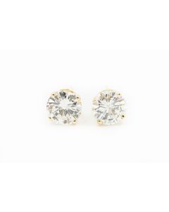 Estate Yellow Gold and Diamond Stud Earrings  