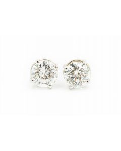 Estate White Gold and Diamond Stud Earrings