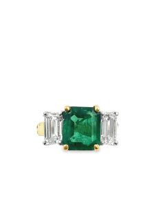 Estate Yellow Gold Emerald and Diamond Ring