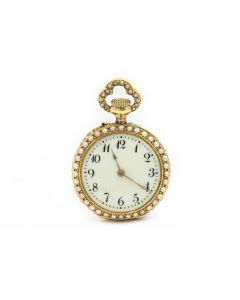 Estate Rare Gold Natural Pearl and Diamond Pendant Watch by Vacheron & Constantin Circa 1900  