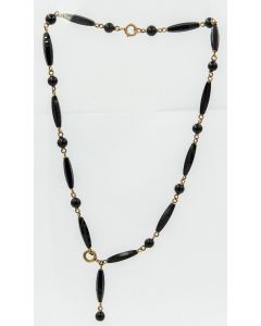 Estate Victorian Yellow Gold and Onyx Necklace 