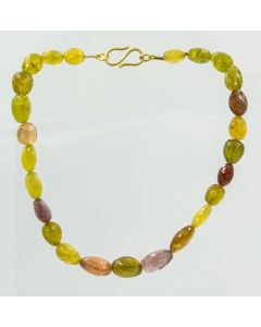 Estate Yellow Gold and Multi Colored Beaded Tourmaline Necklace