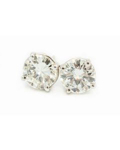 Estate White Gold and Diamond Stud Earrings