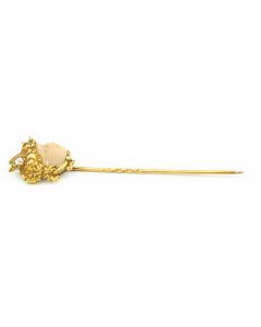 Estate Victorian Yellow Gold and Coral Stick Pin