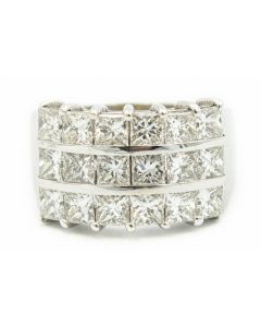 Estate White Gold and Three Row Diamond Ring