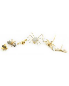 Estate Yellow Gold and Diamond Pendant Bugs (6) 