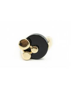 Estate 1970's Yellow Gold and Onyx Bubble Ring 
