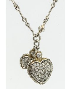 Estate Sterling Silver and CZ Heart Necklace by Judith Ripka