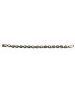 Floral Gemstone Sterling Silver & 18K Bracelet by Ned Bowman, measuring 7 1/2 inches in length.  
