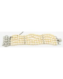 Estate Art Deco Cultured Pearl and Diamond Bracelet 
