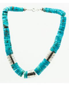 Estate Sterling Silver and Turquoise Necklace 