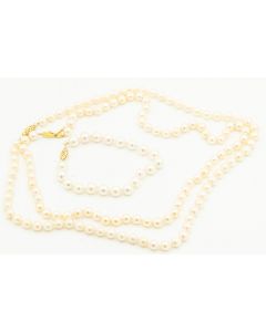 Estate Pearl Two Necklaces and Bracelet Suite  