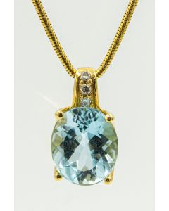 Estate Gold Diamond and Aquamarine Necklace