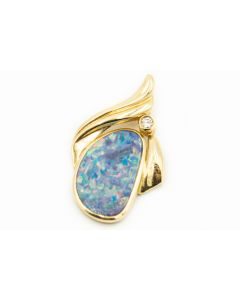 Estate Gold and Black Boulder Opal Pendant by Idaho Opal & Gem Corp