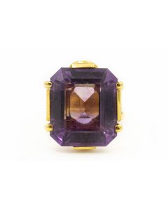 Estate Designer Yellow Gold and Amethyst Ring
