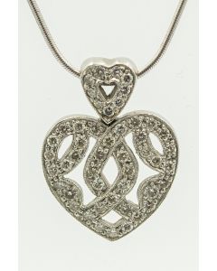 Estate Platinum and Diamond Heart Pendant Necklace